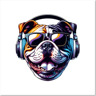 American Bulldog Smiling DJ: Rhythms and Shades Unleashed Posters and Art